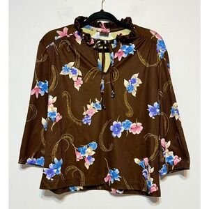 Vintage Laurente Floral Boho Chic Top Women Size M Feminine Edge Soft Girl